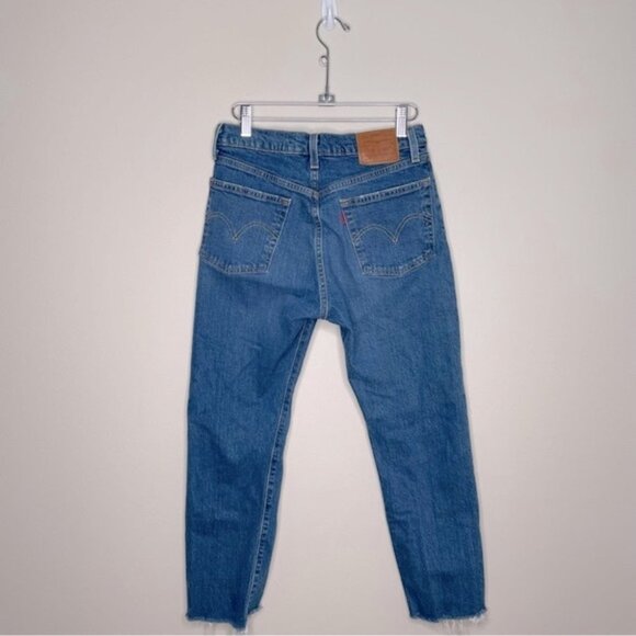 Levi's 501 Classic Jeans Crop Raw Hem Distressed Charleston Fun Blue Size 26 - Picture 8 of 10